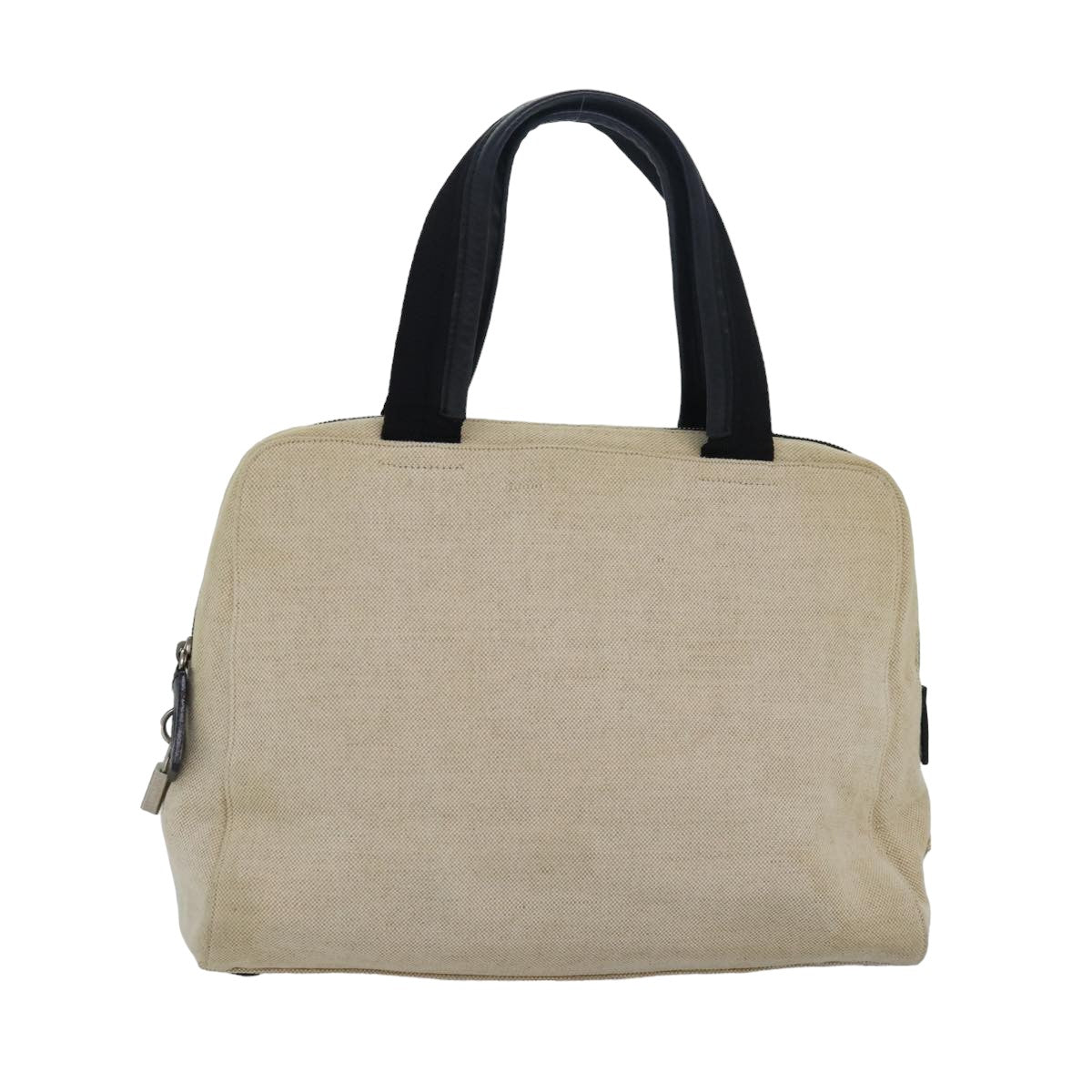 PRADA Hand Bag Canvas Beige Auth