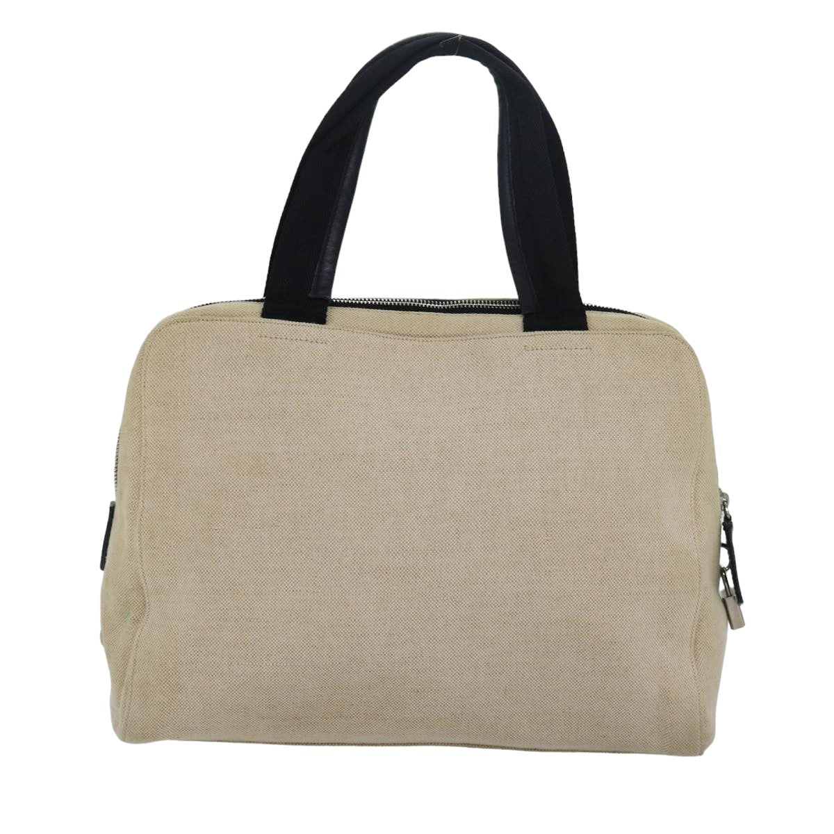 PRADA Hand Bag Canvas Beige Auth