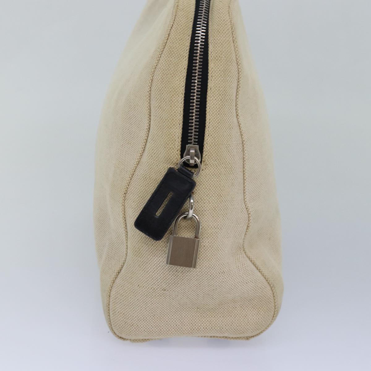 PRADA Hand Bag Canvas Beige Auth