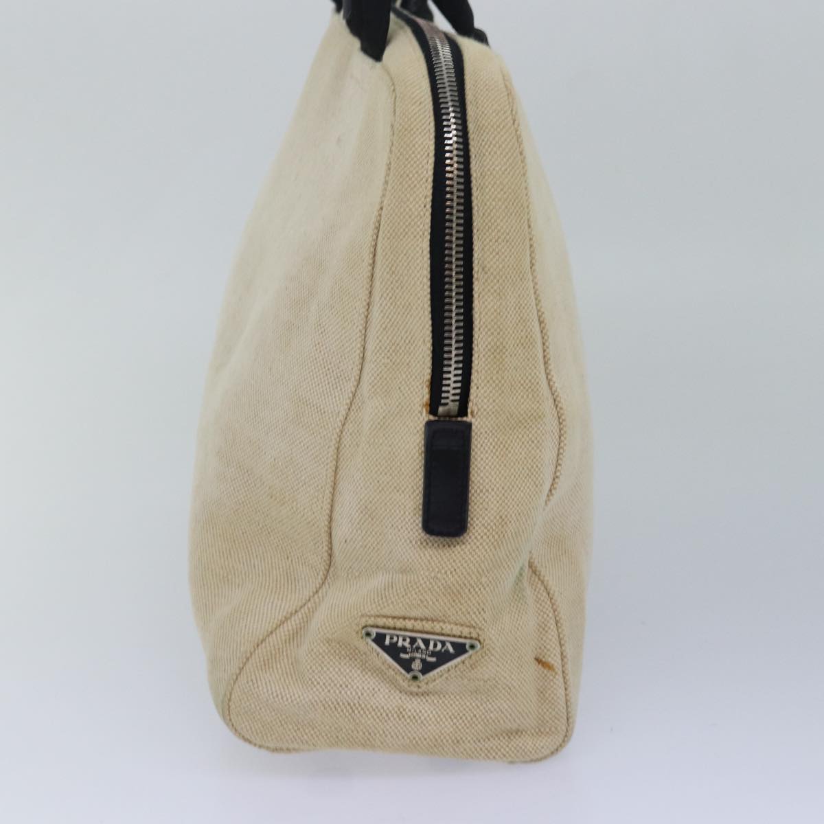 PRADA Hand Bag Canvas Beige Auth