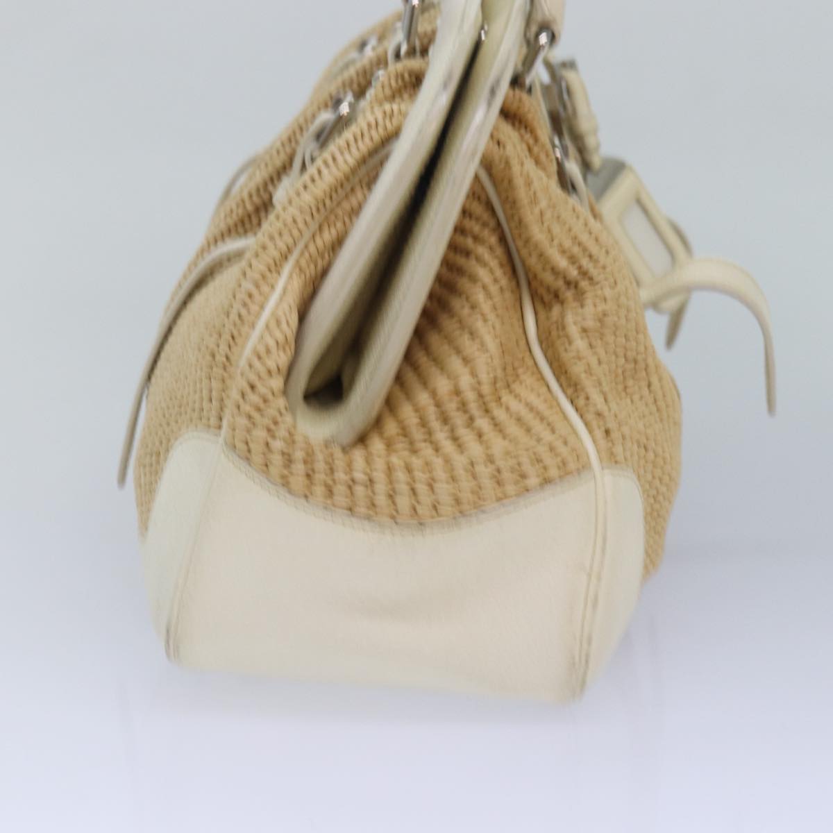 PRADA Hand Bag Straw Beige Auth