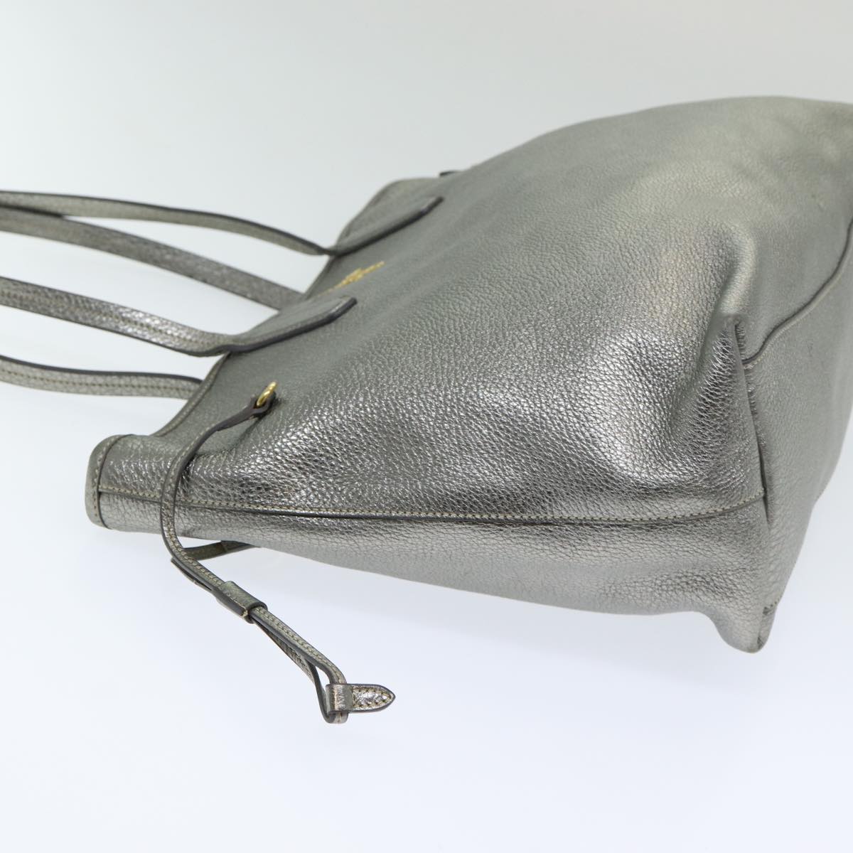 PRADA Tote Bag Leather Gold Tone Auth
