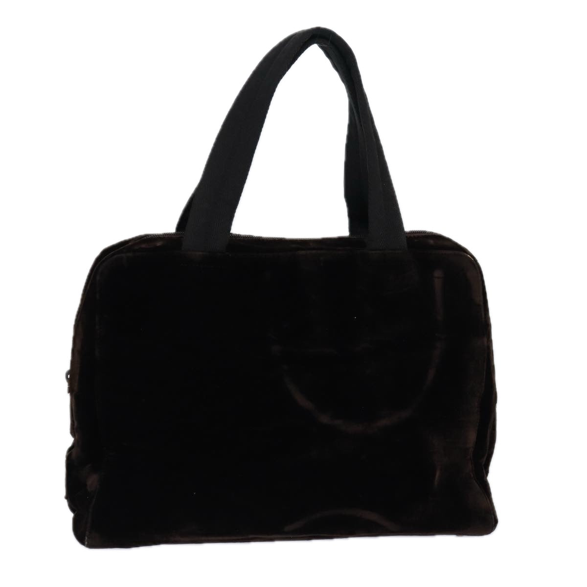PRADA Hand Bag Velor Brown Auth