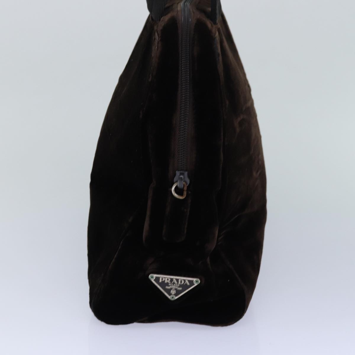 PRADA Hand Bag Velor Brown Auth