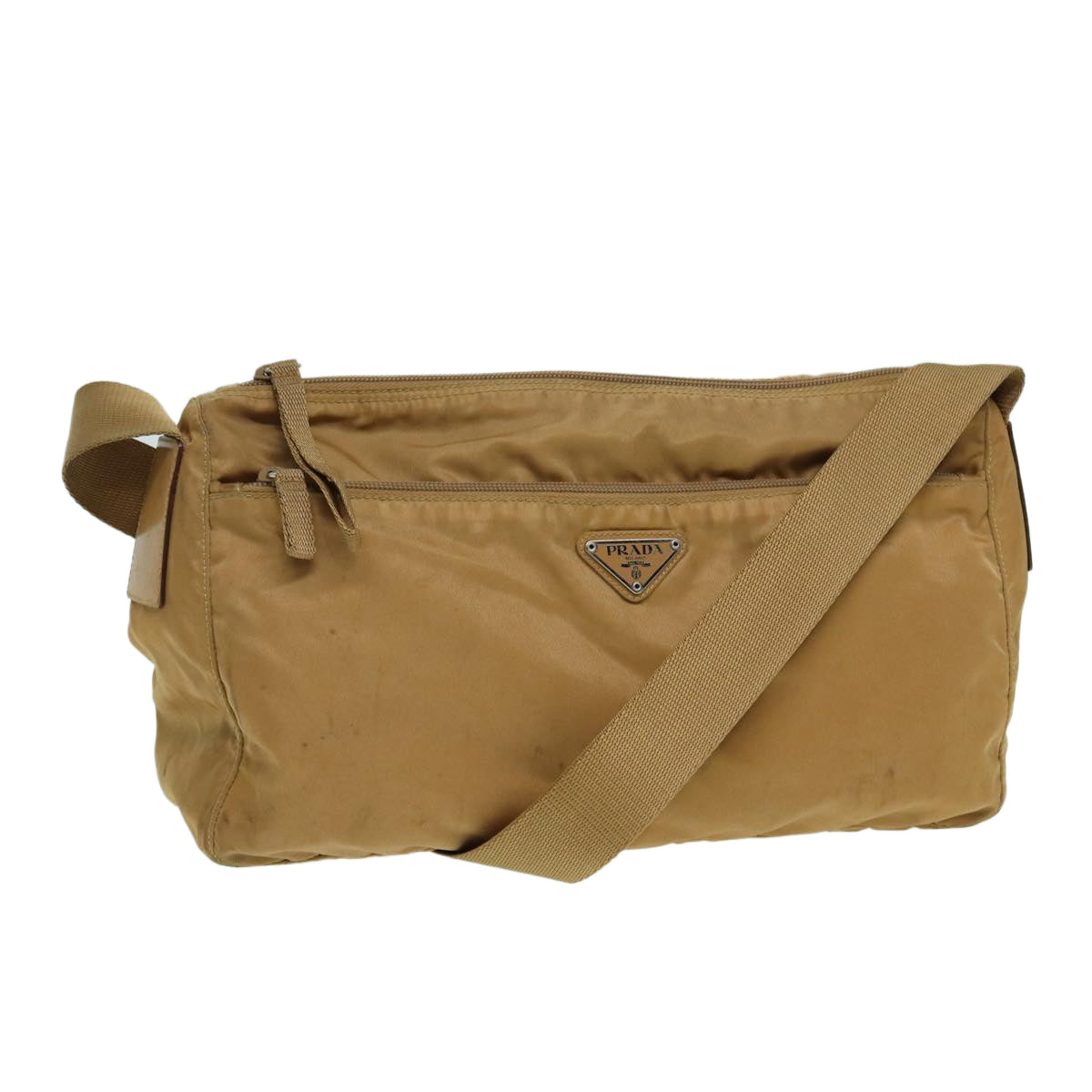 PRADA Shoulder Bag Nylon Beige Auth