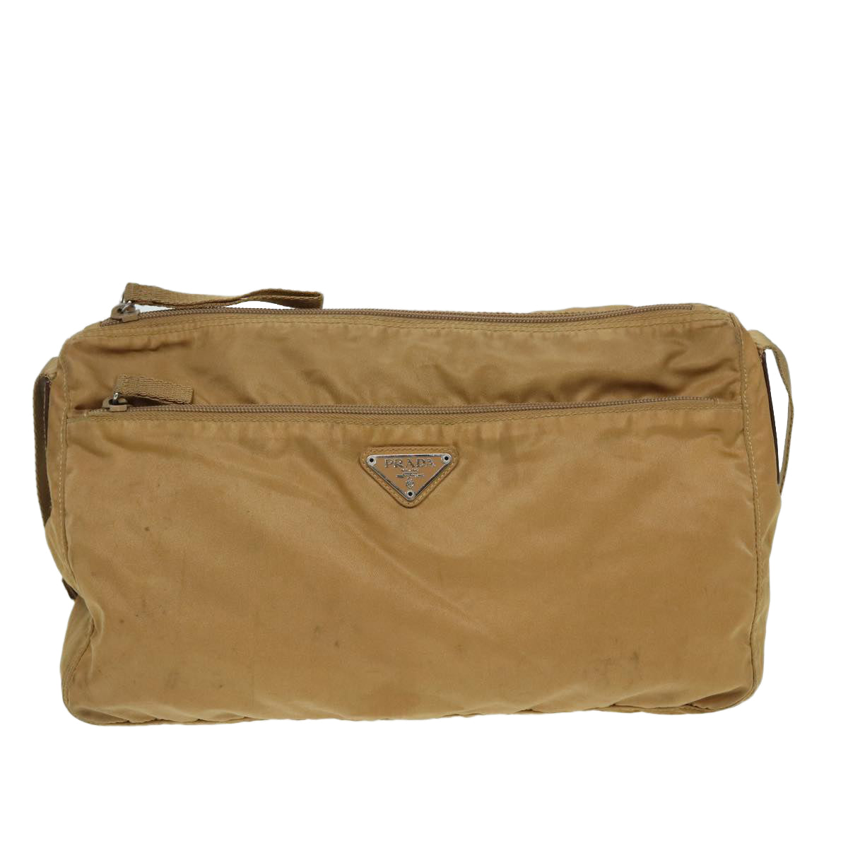 PRADA Shoulder Bag Nylon Beige Auth