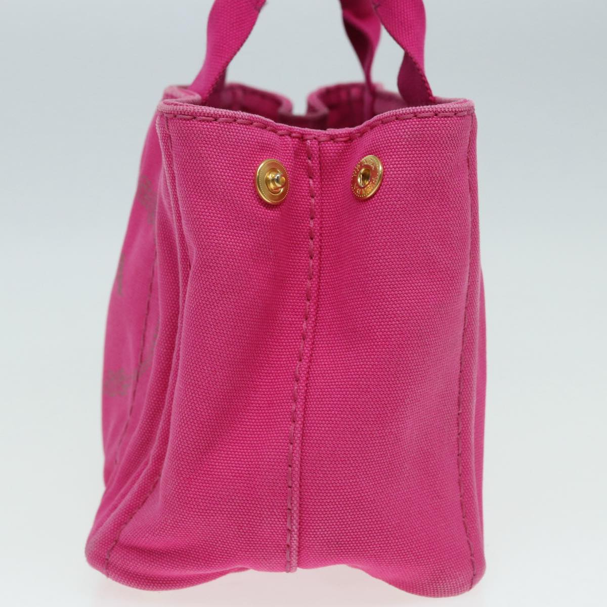 PRADA Canapa PM Hand Bag Canvas 2way Pink Gold Auth