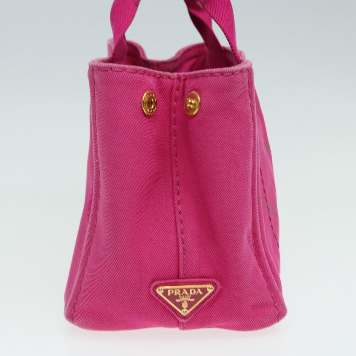 PRADA Canapa PM Hand Bag Canvas 2way Pink Gold Auth