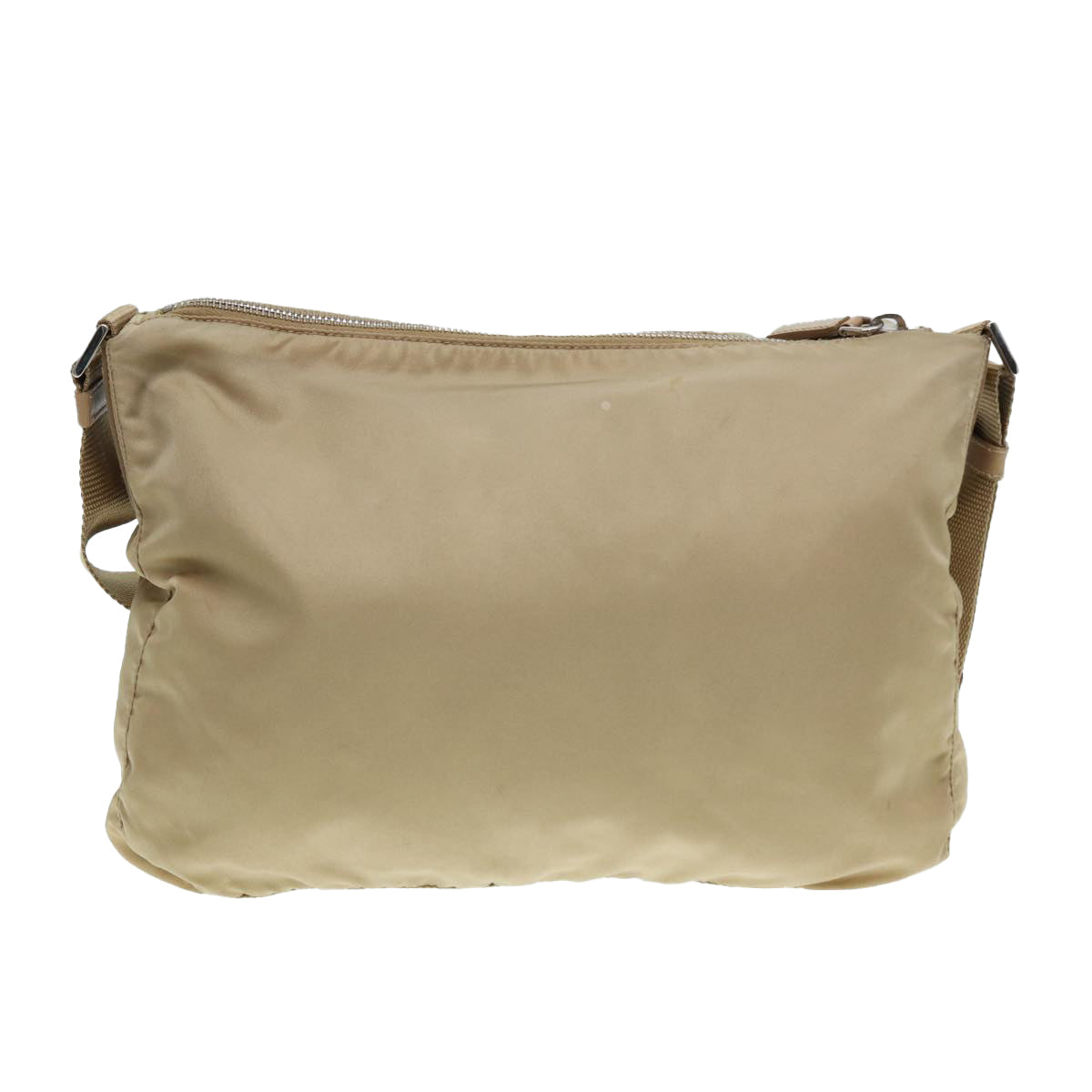 PRADA Shoulder Bag Nylon Beige Silver Auth