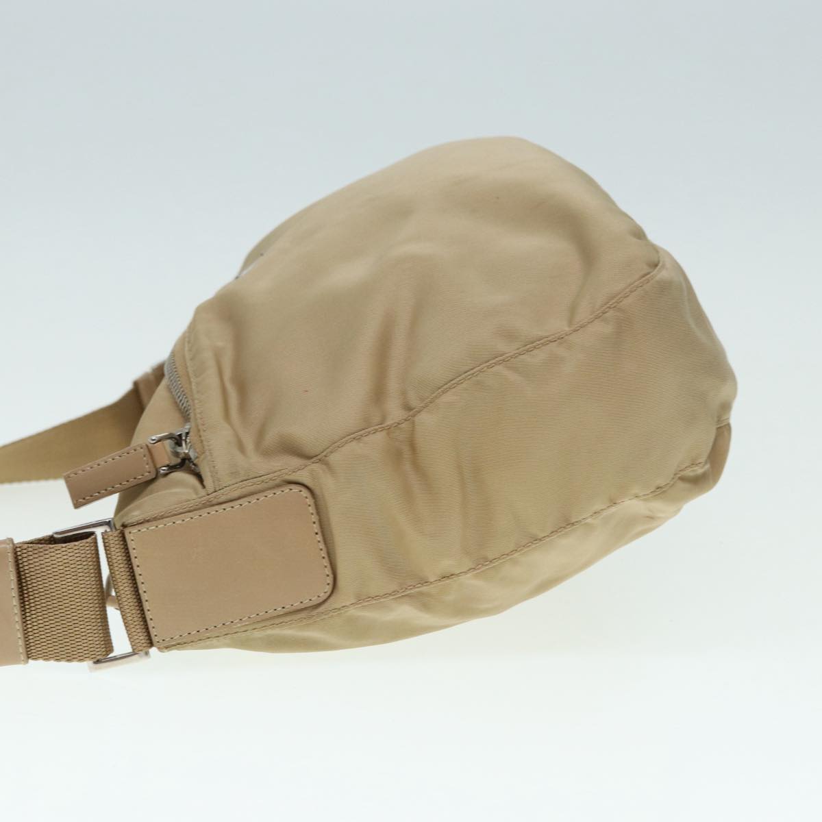 PRADA Shoulder Bag Nylon Beige Silver Auth