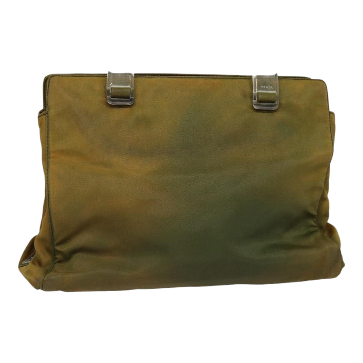 PRADA Hand Bag Nylon Brown Silver Auth