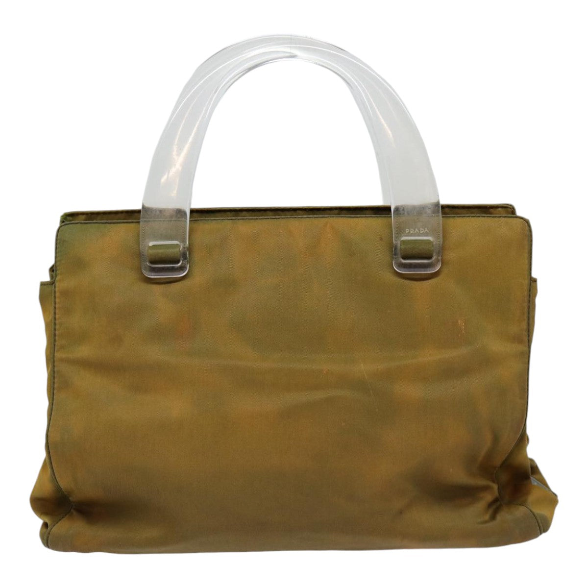 PRADA Hand Bag Nylon Brown Silver Auth