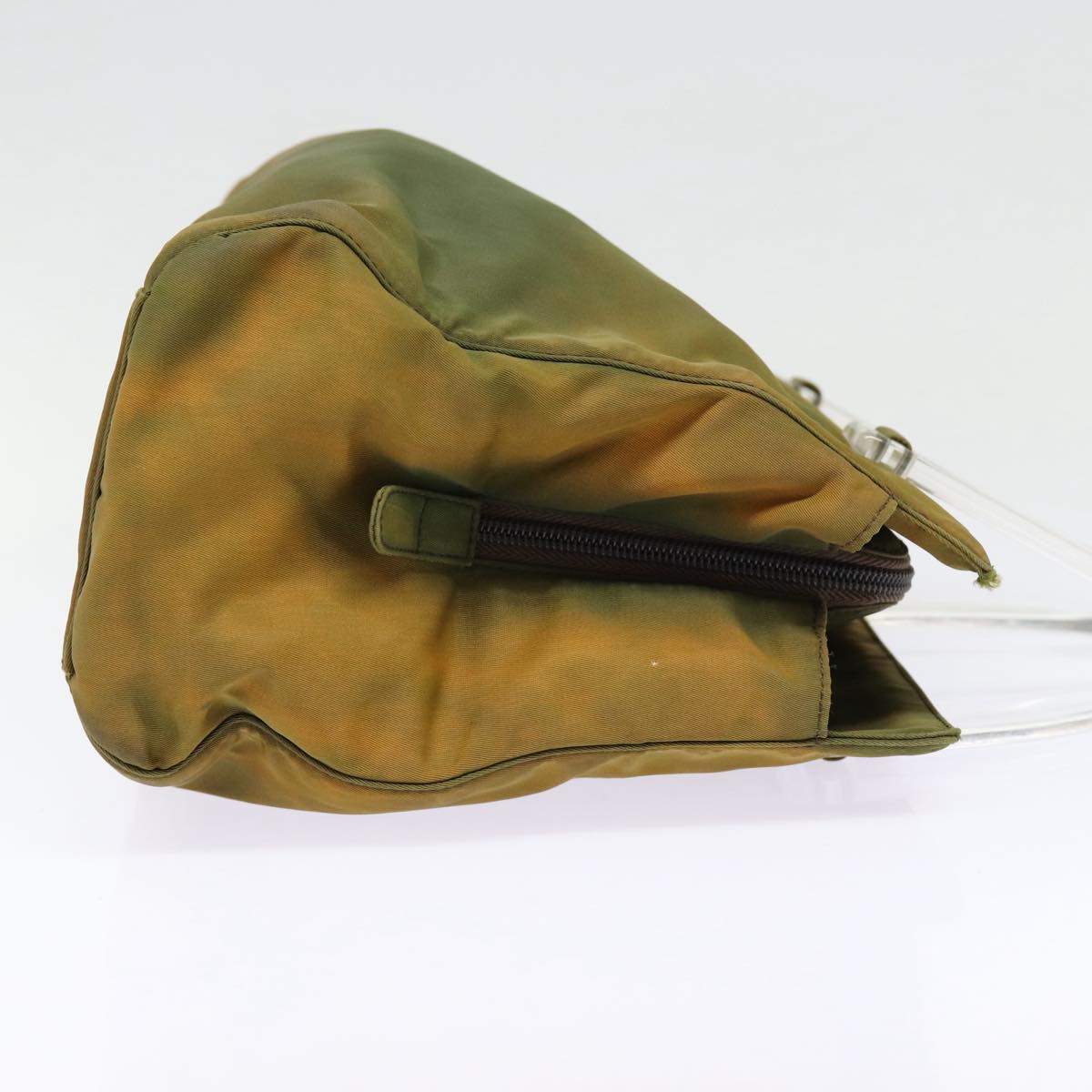 PRADA Hand Bag Nylon Brown Silver Auth