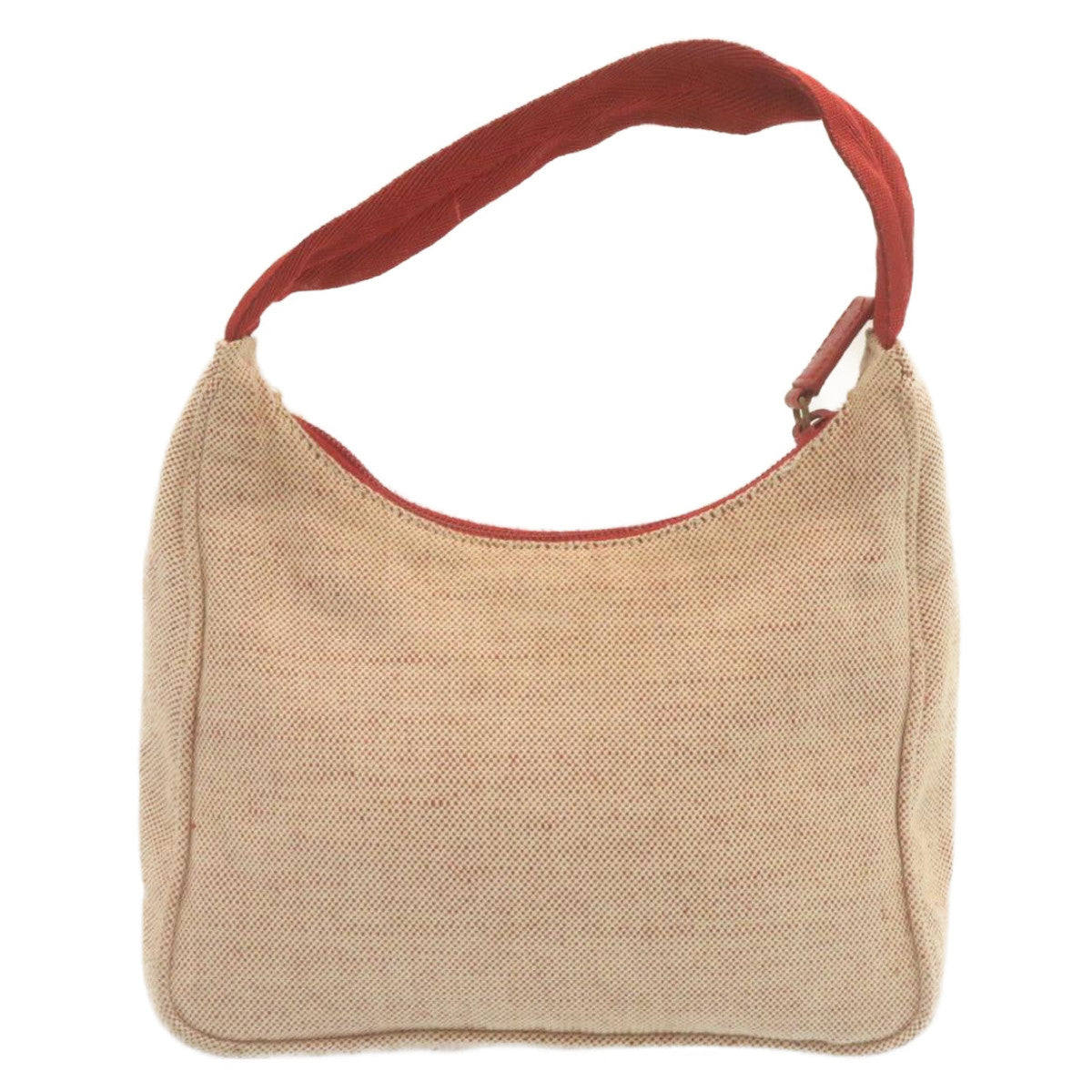 Prada Hand Bag Canvas Beige Red