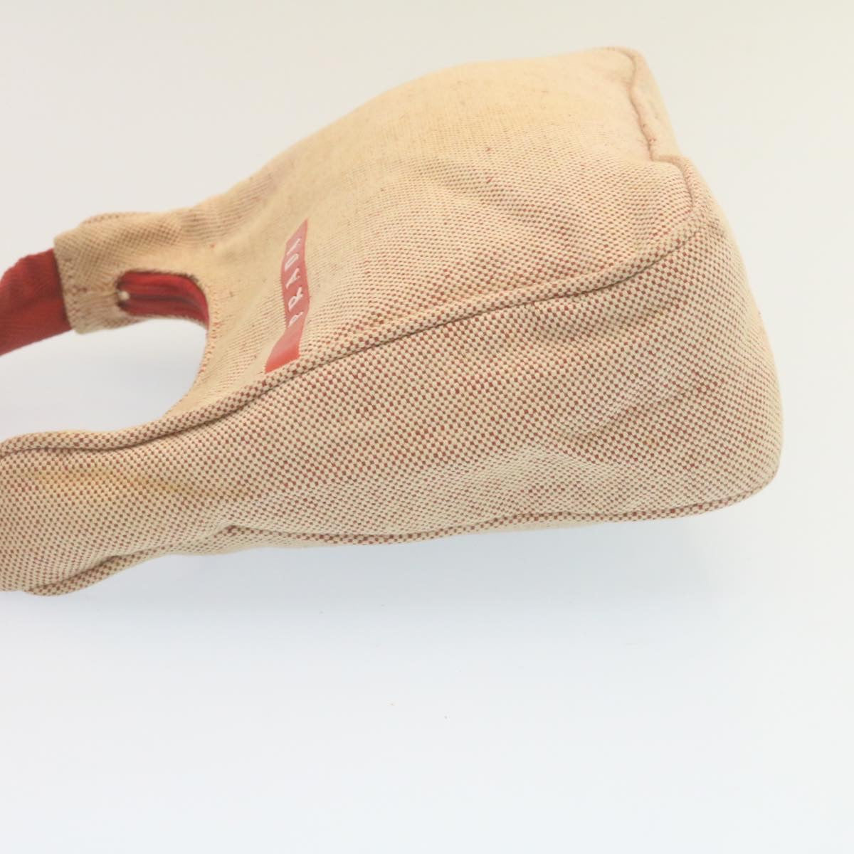 Prada Hand Bag Canvas Beige Red