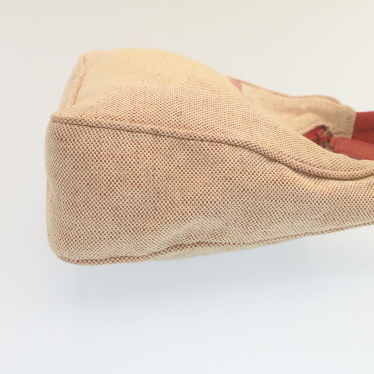 Prada Hand Bag Canvas Beige Red