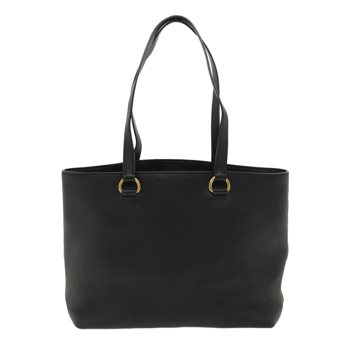 PRADA Tote Bag Leather Black Auth