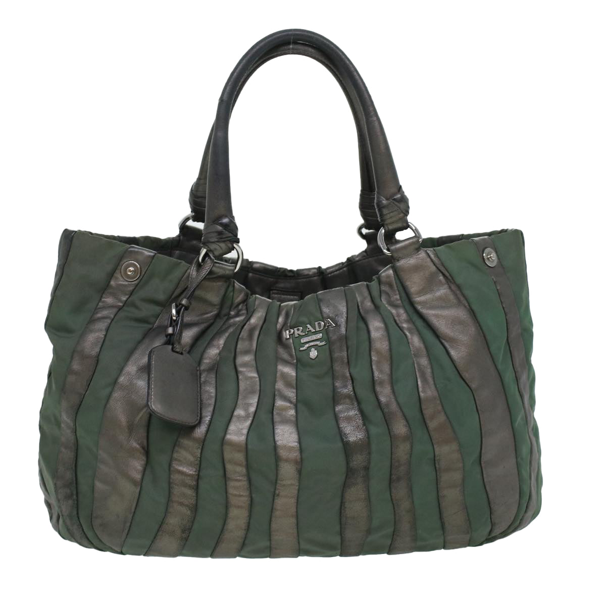 Prada Tote Bag Nylon Leather Gray