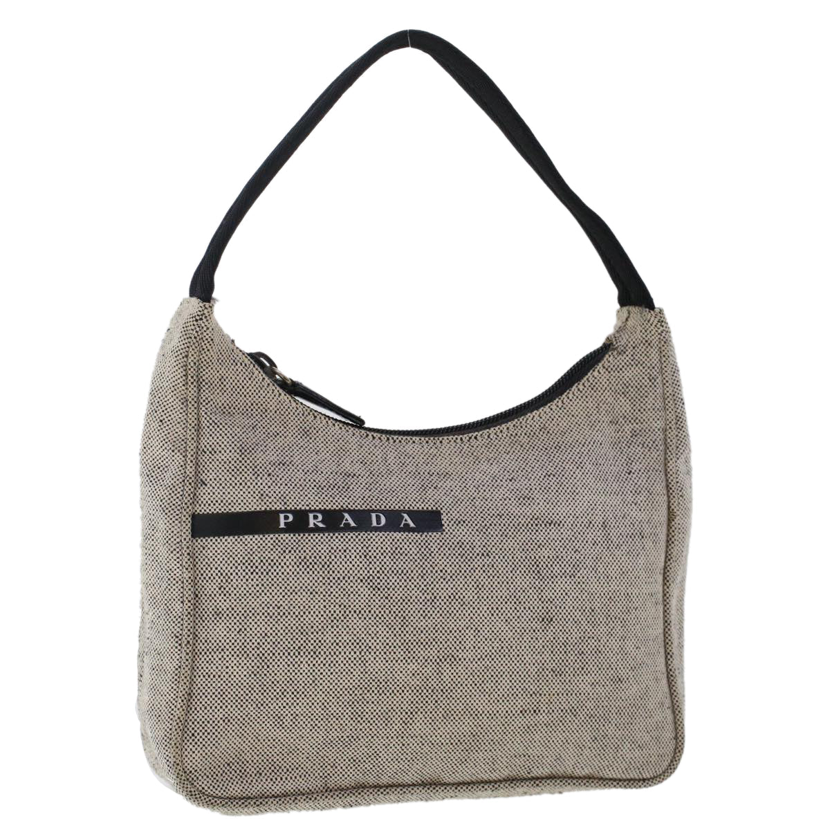 Prada Sports Hand Bag Canvas Beige Black
