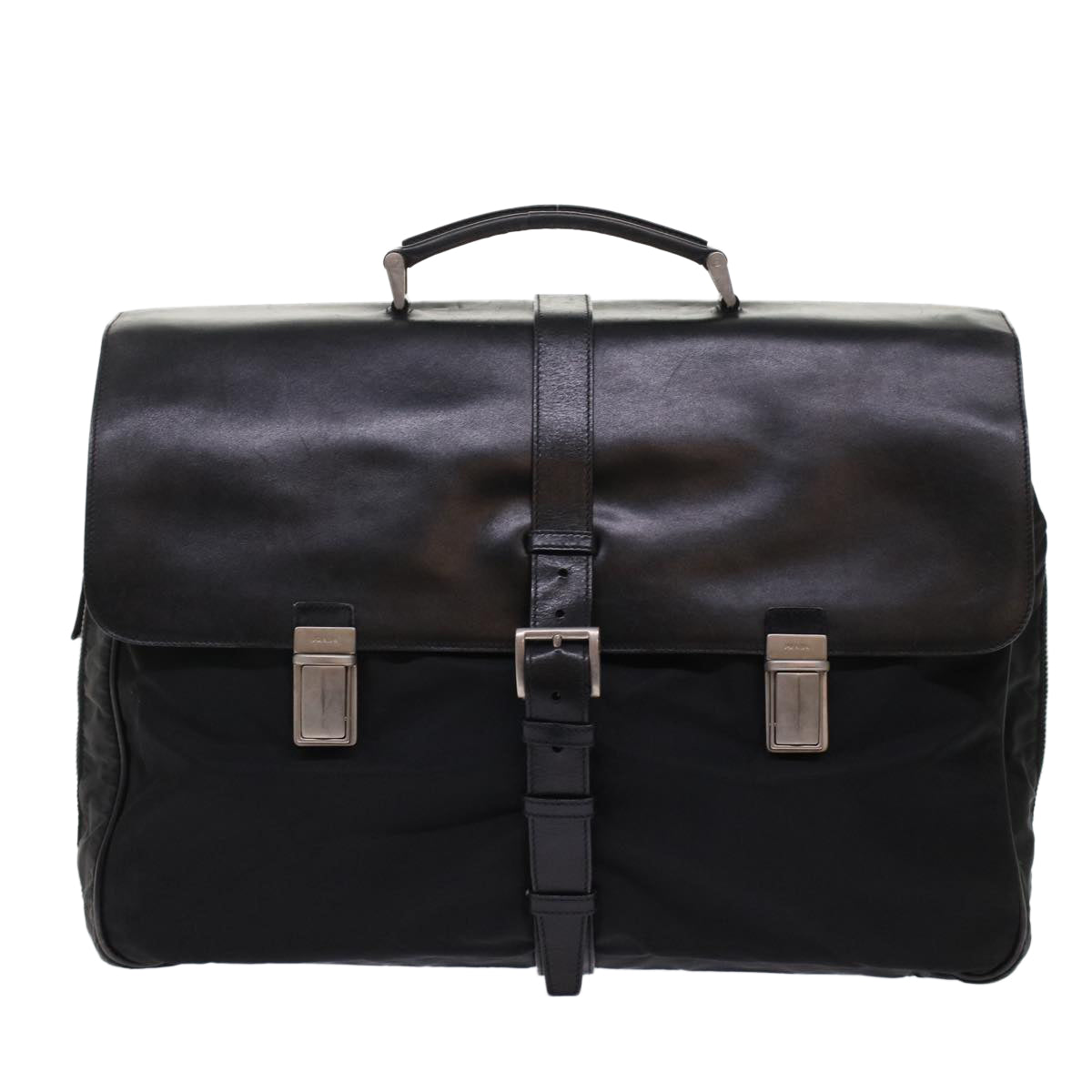 Prada Hand Bag Nylon Leather Black