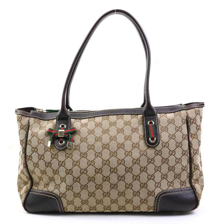 Gucci Monogram Leather Canvas Tote