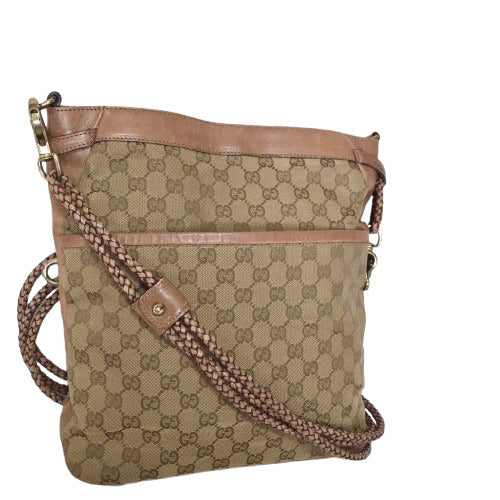 Gucci Twist Leather Canvas Crossbody