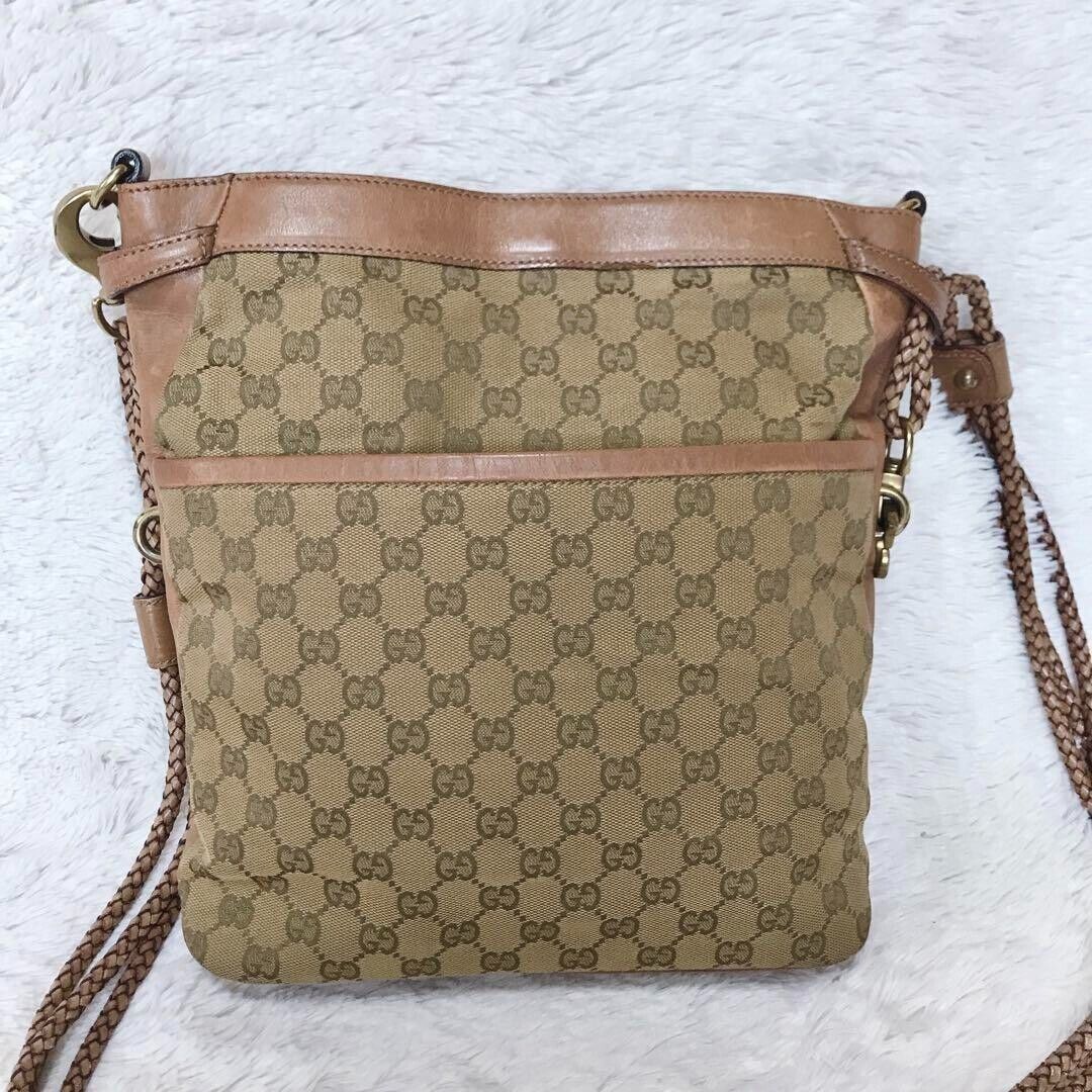 Gucci Twist Leather Canvas Crossbody