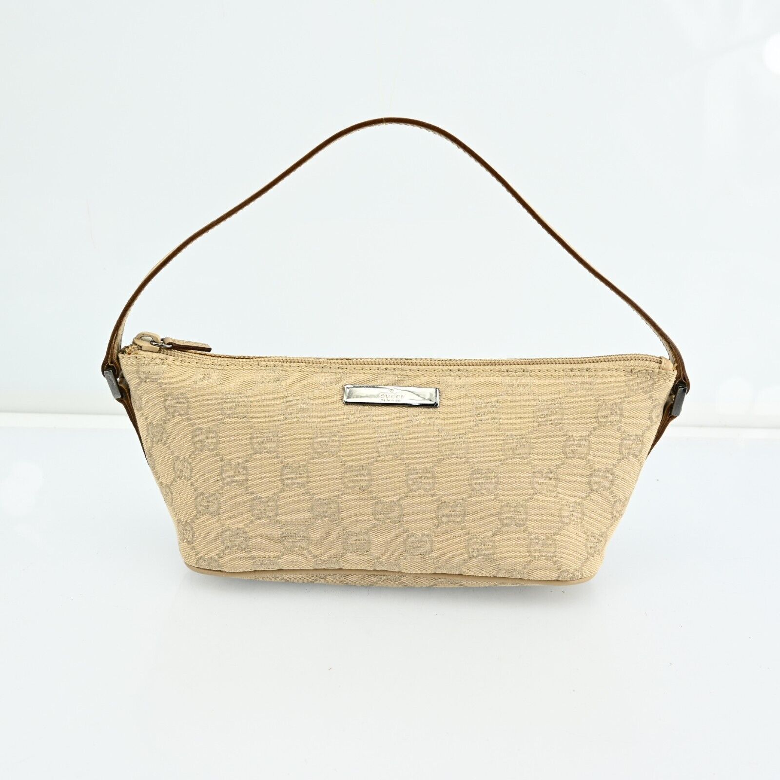 Gucci Lou Monogram Leather Canvas Clutch