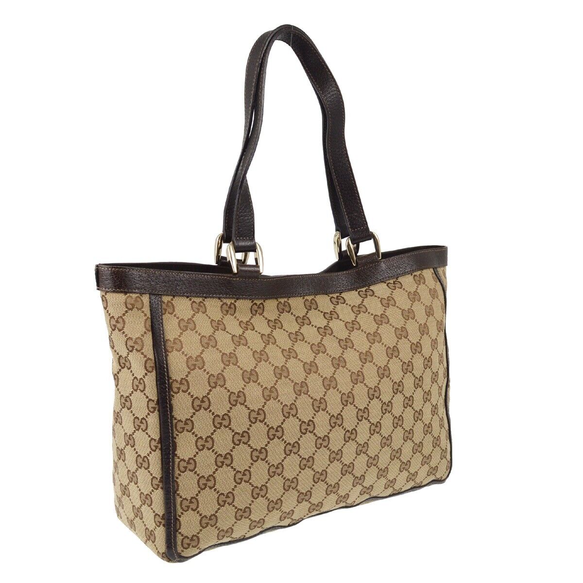 Gucci Monogram Leather Canvas Tote
