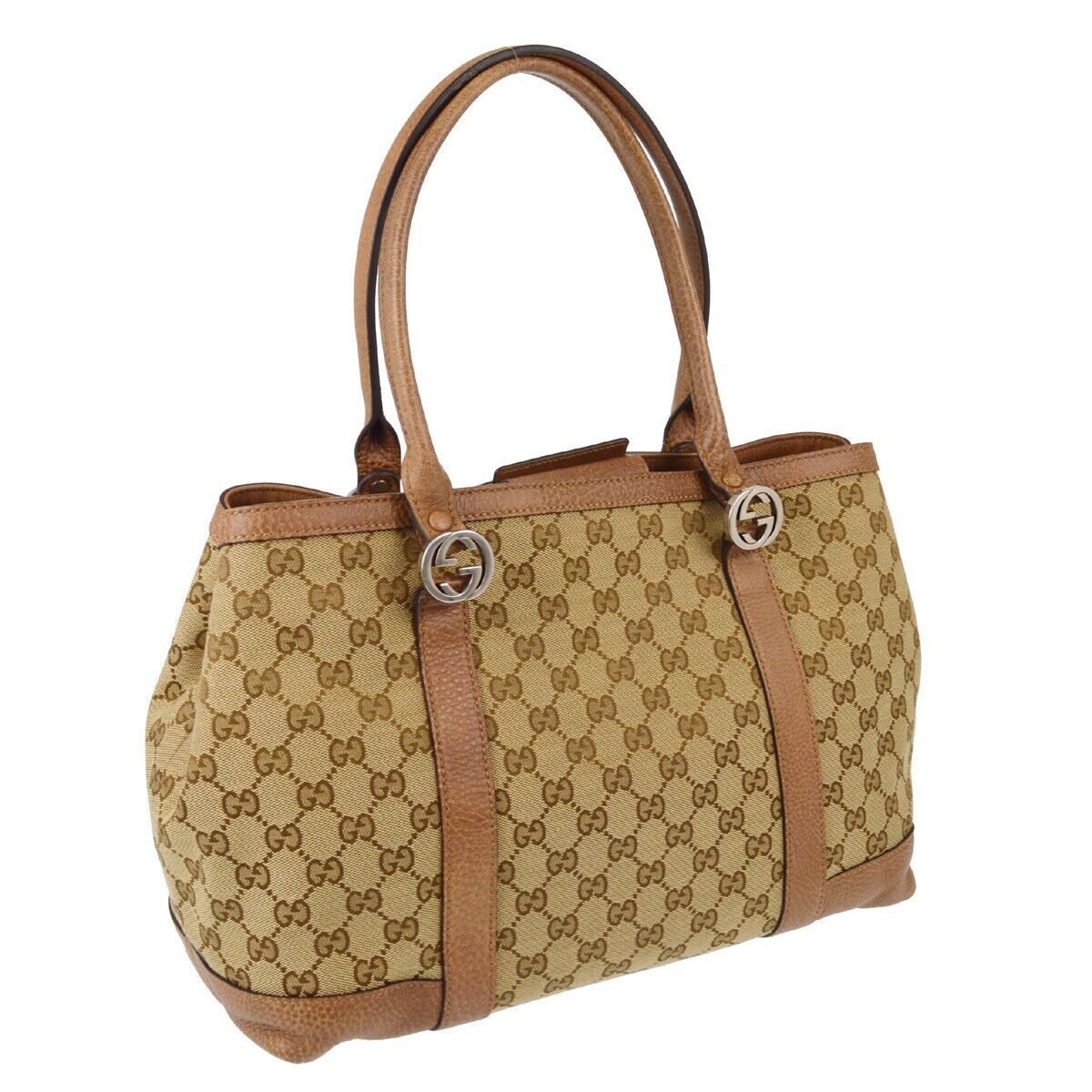 Gucci Monogram Leather Canvas Tote