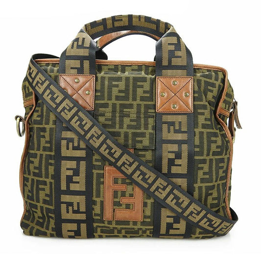 FENDI Handbag 7VA158 Canvas, Leather Brown Zucca Women
