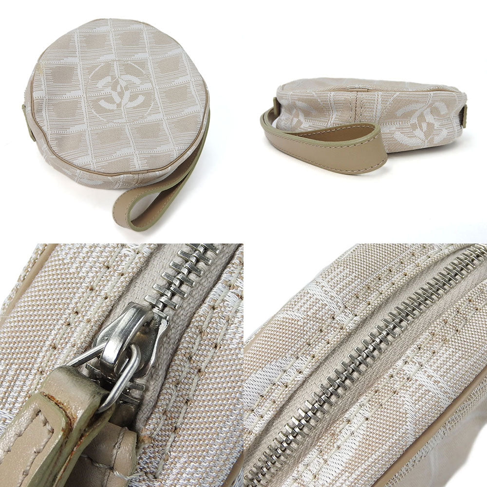 Chanel Jacquard Nylon Pouch Beige Classic Flap