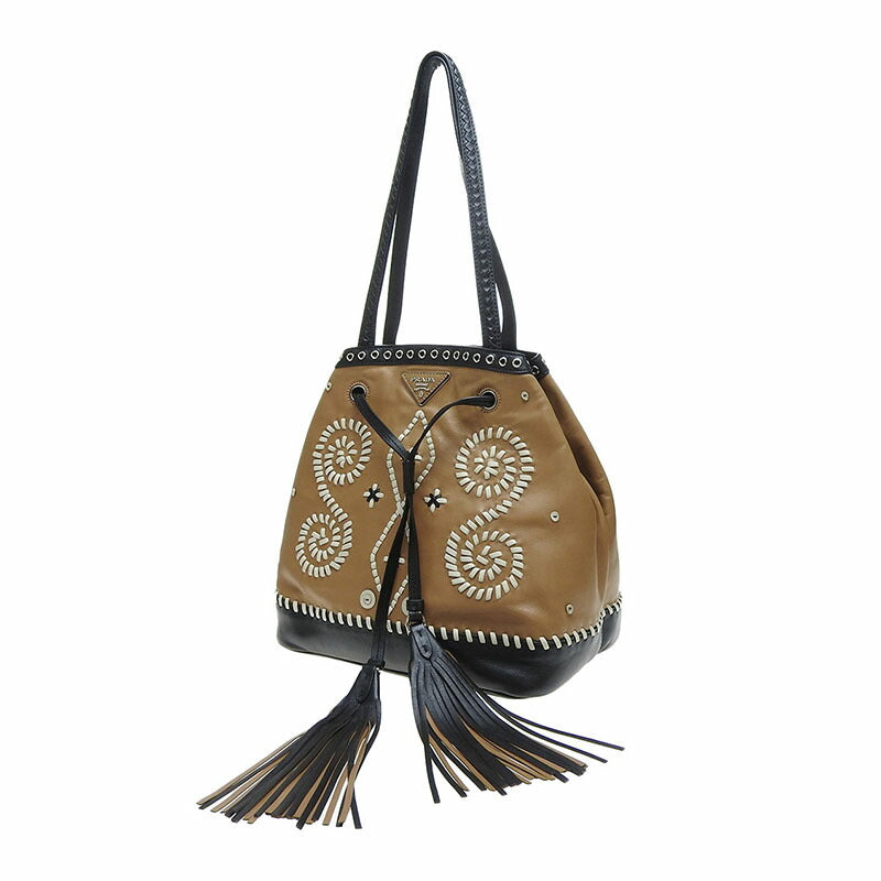 PRADA Tote Bag leather caramel