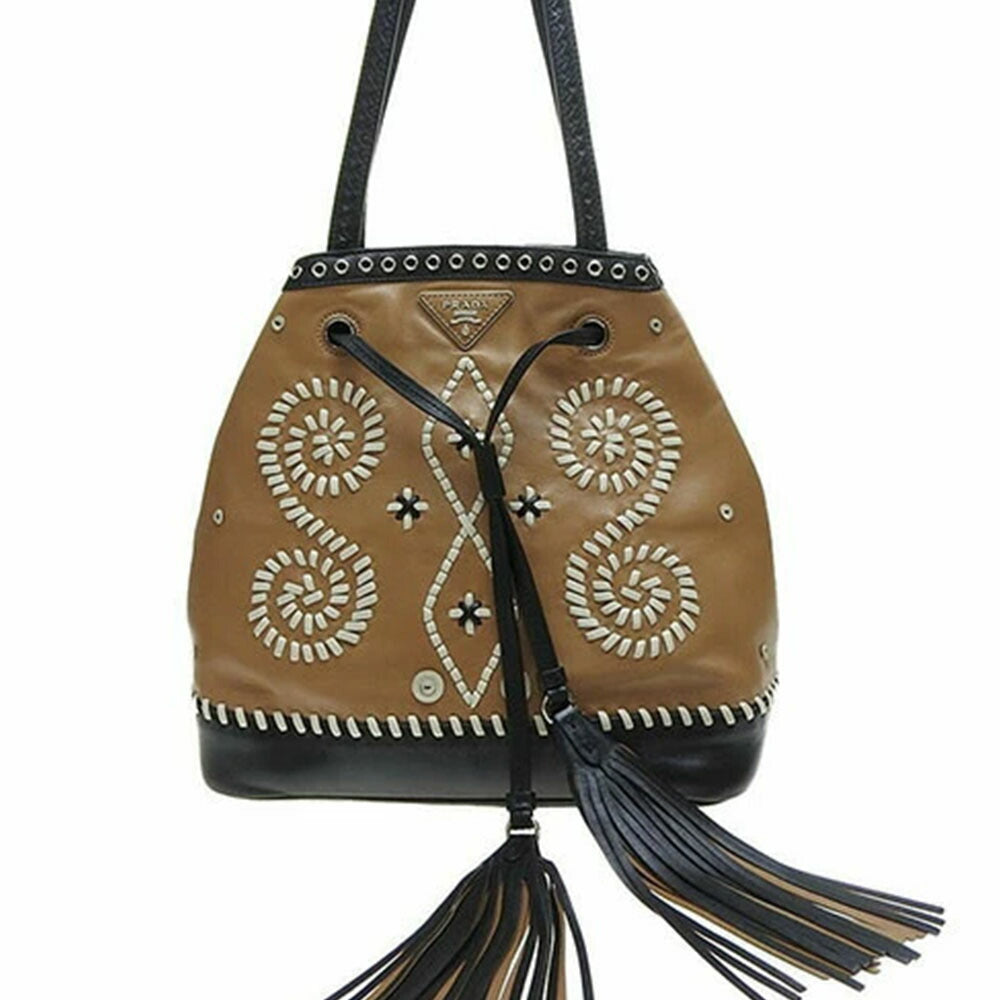 PRADA Tote Bag leather caramel