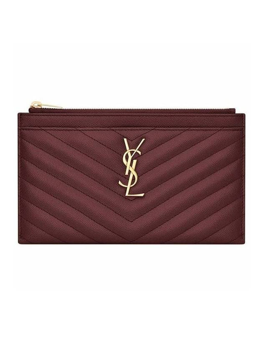 Luxury Saint Laurent Trending 2025 Monogram Quilted Clutch Bag Dark Red