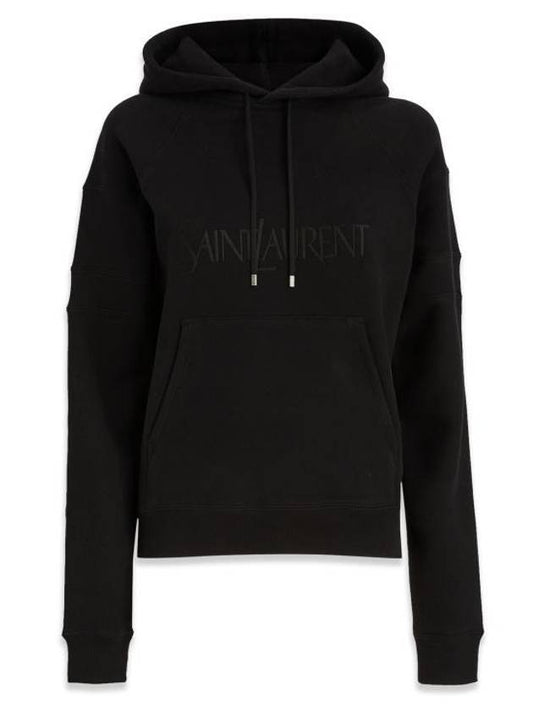 Luxury Saint Laurent Trending 2026 Front Logo Cotton Hoodie Black