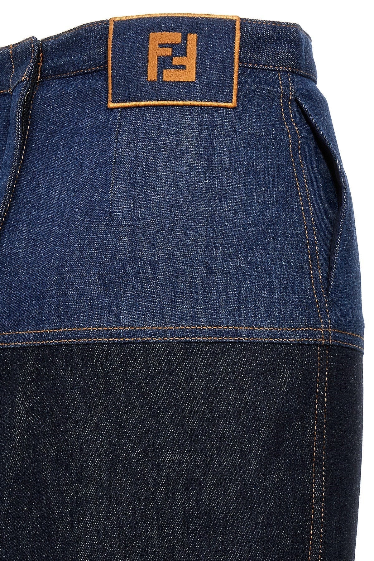 Fendi Women Bicolor Denim Skirt