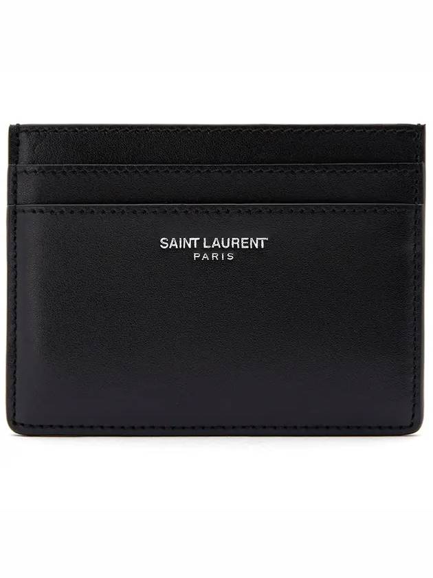 Luxury Saint Laurent Trending 2026 Smooth Leather Classic Logo Card Wallet Black