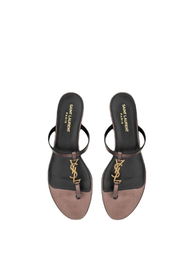 Luxury Saint Laurent Trending 2026 Cassandra Slide Leather Flip Flops Brown