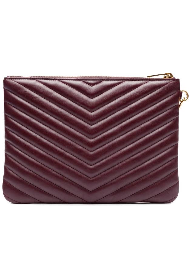 Luxury Saint Laurent Trending 2025 Matelasse Monogram Logo Strap Clutch Bag Burgundy