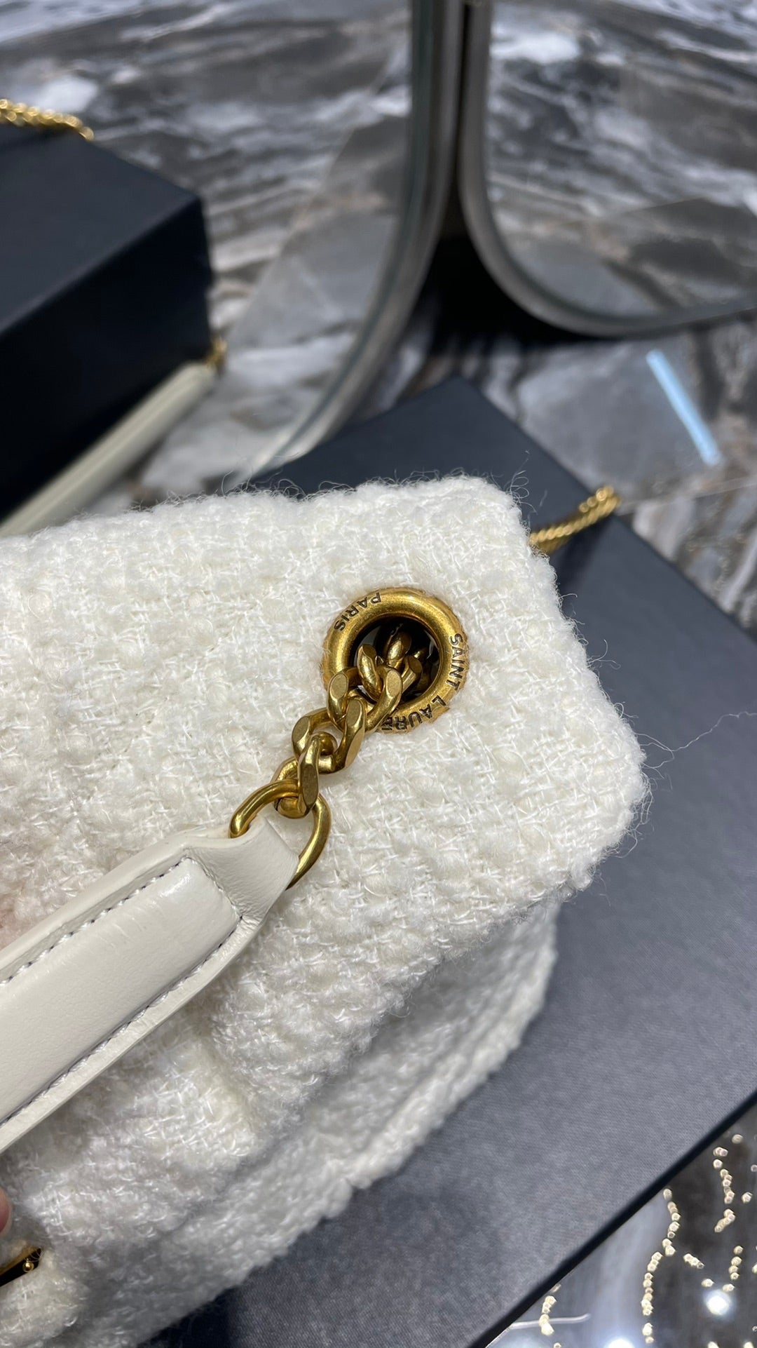 Yves Saint Laurent Puffer Small Chain Bag White