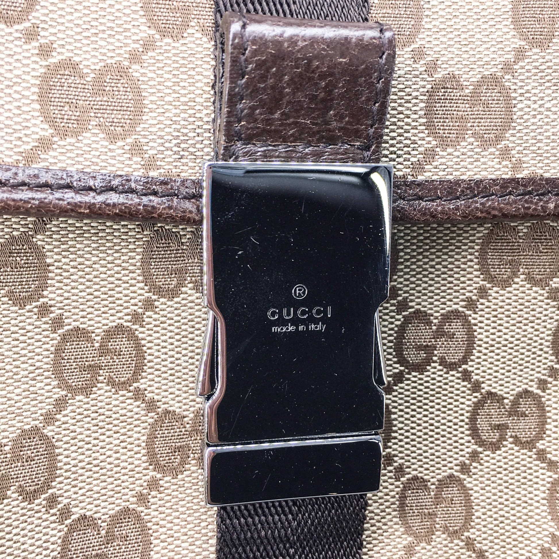 Gucci Monogram Leather Canvas Shoulder Bag