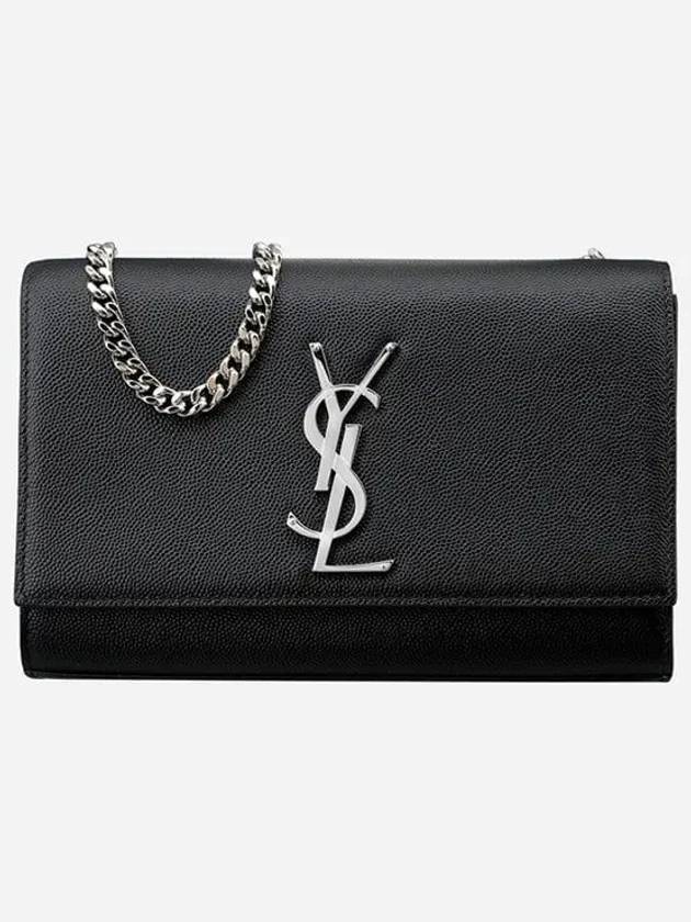 Luxury Saint Laurent Trending 2025 Kate Small Chain Bag In Grain de Poudre Leather Black