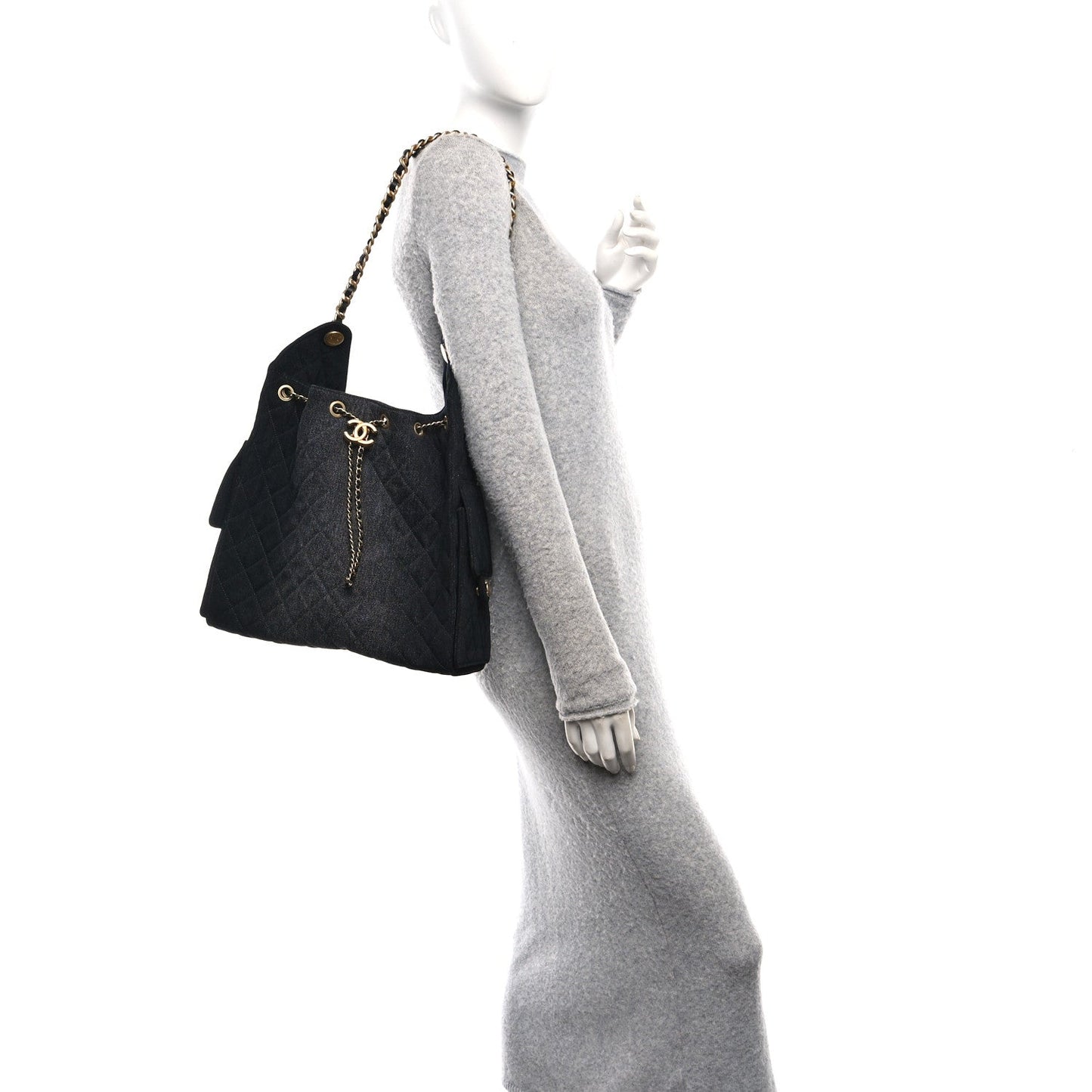 Washed Quilted Medium Chanel 25 Handbag Black
