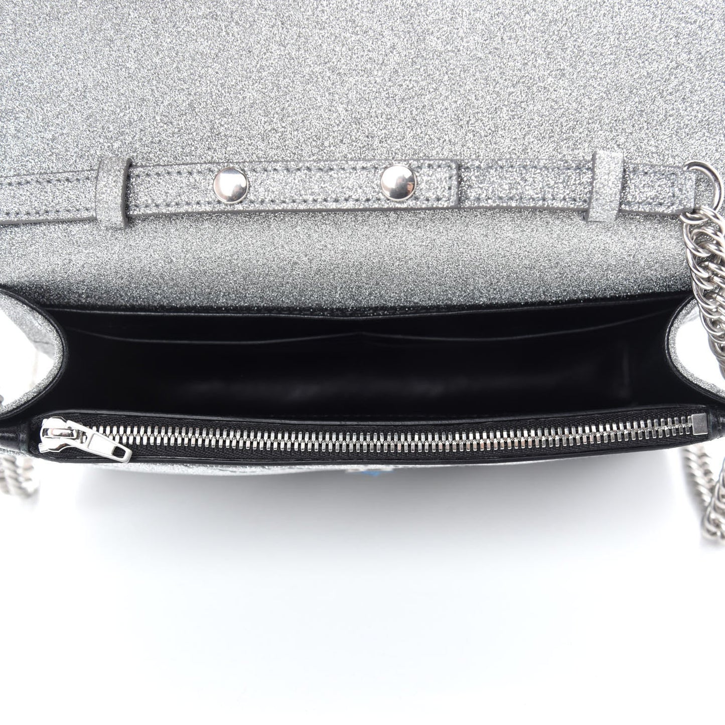 Balenciaga BB Silver Glittered Leather Wallet on Chain Bag 561507