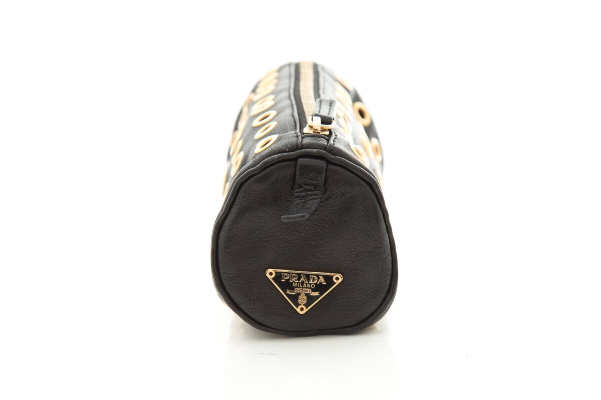 Prada Black Leather Pouch Luxury Handbag