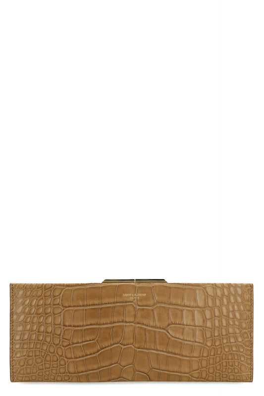 Luxury Saint Laurent Trending 2025 Women's Midnight Leather Clutch in Brown | Color 7732