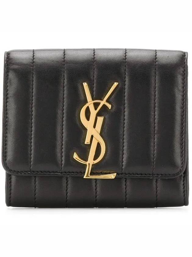 Luxury Saint Laurent Trending 2026 Vicky Small Half Wallet Black
