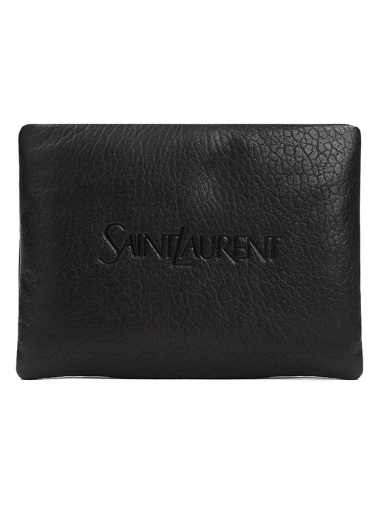 Luxury Saint Laurent Trending 2025 Men's Large Puffy Pouch in Black | Size UNICA |