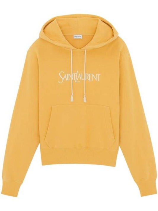 Luxury Saint Laurent Trending 2026 Logo Print Cotton Hoodie Yellow